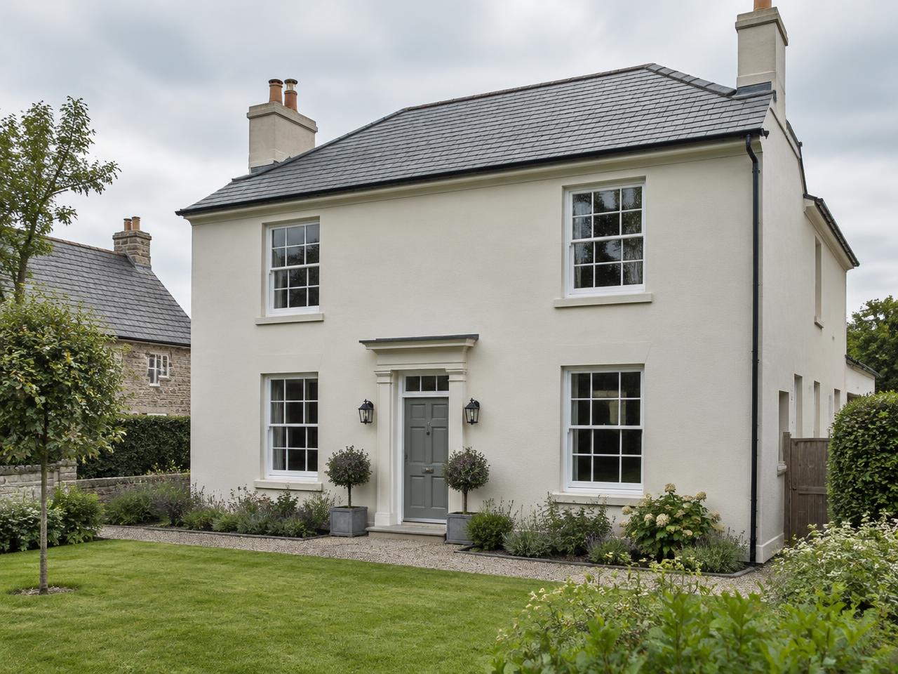 Illustration of a house with a smooth external render finish
